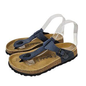 Betula Birkenstock Womens Gizeh Sandals, Leather, Blue, Slip On, Thong, Sz 37/ 7